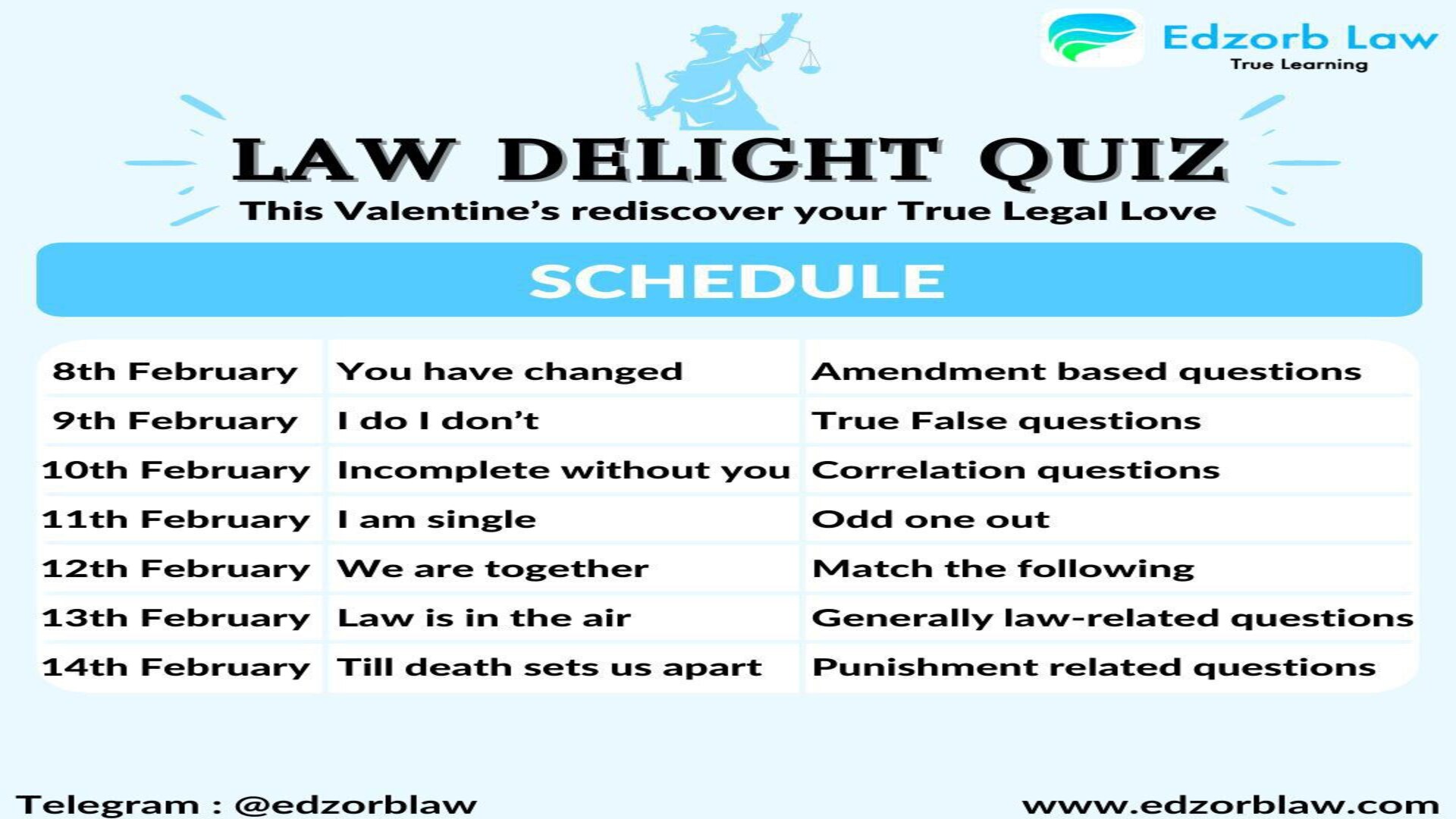 🔥🛎 ANNOUNCING Free Law Delight Quiz (https://app.edzorb.in/products/law-delight-quiz/) from 8th to 14th Feb