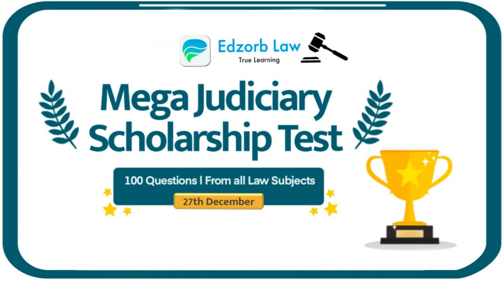 FREE MEGA Judiciary Scholarship Test on 27th December
