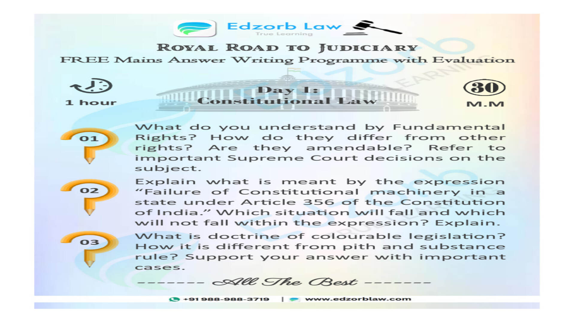 👩‍⚖️🧑‍⚖️ #FreeMainsEvaluation #Day1 #Judiciary #RoyalRoadToJudiciary #AnswerWriting #EdzorbLaw