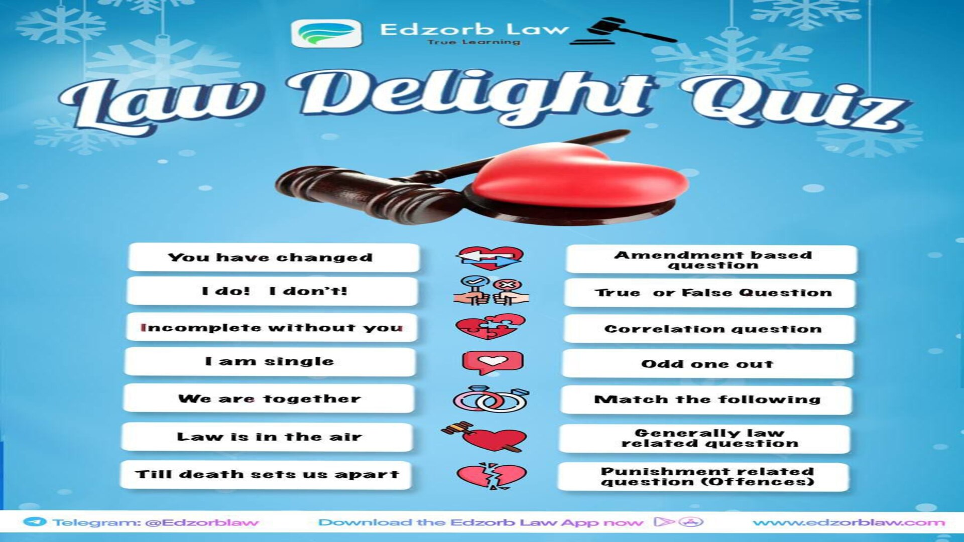 🍄 LIVE NOW ~ FREE Law Delight Quiz  #Day 1/7