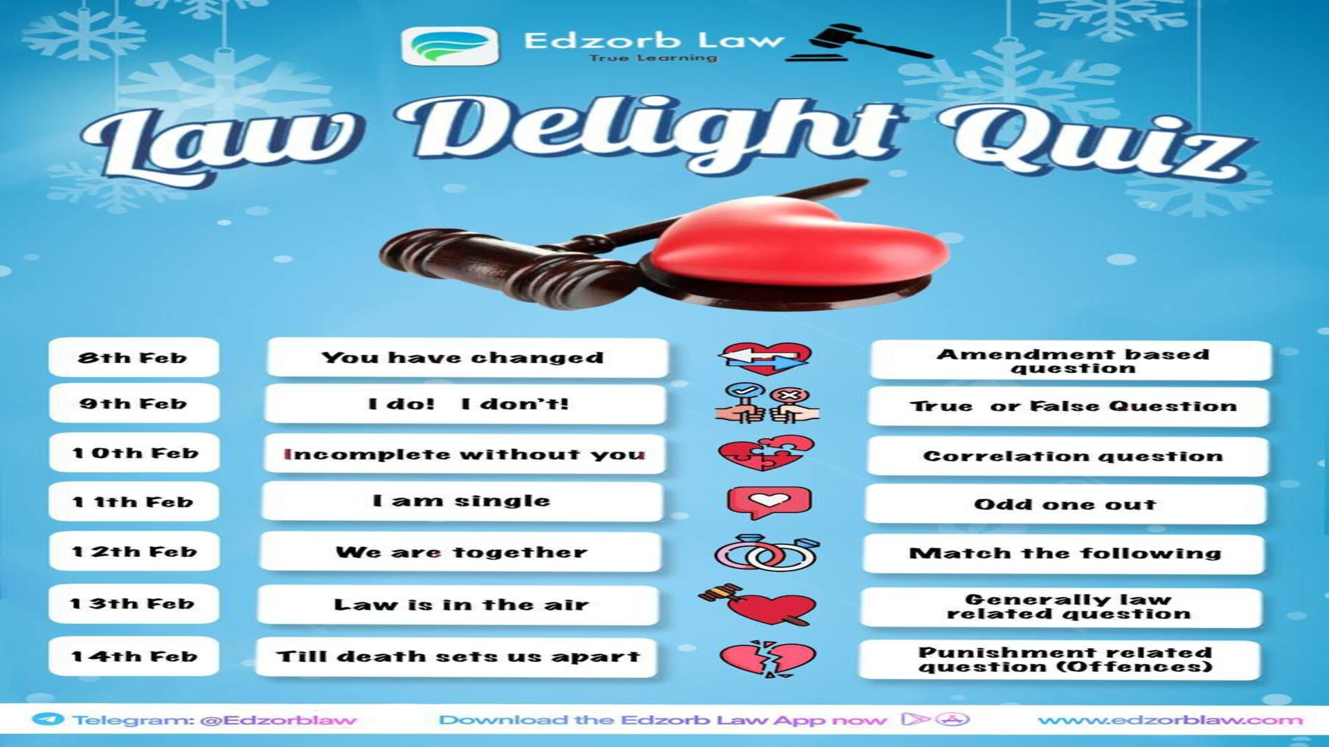 🍄 LIVE NOW ~ FREE Law Delight Quiz #Day 1/7