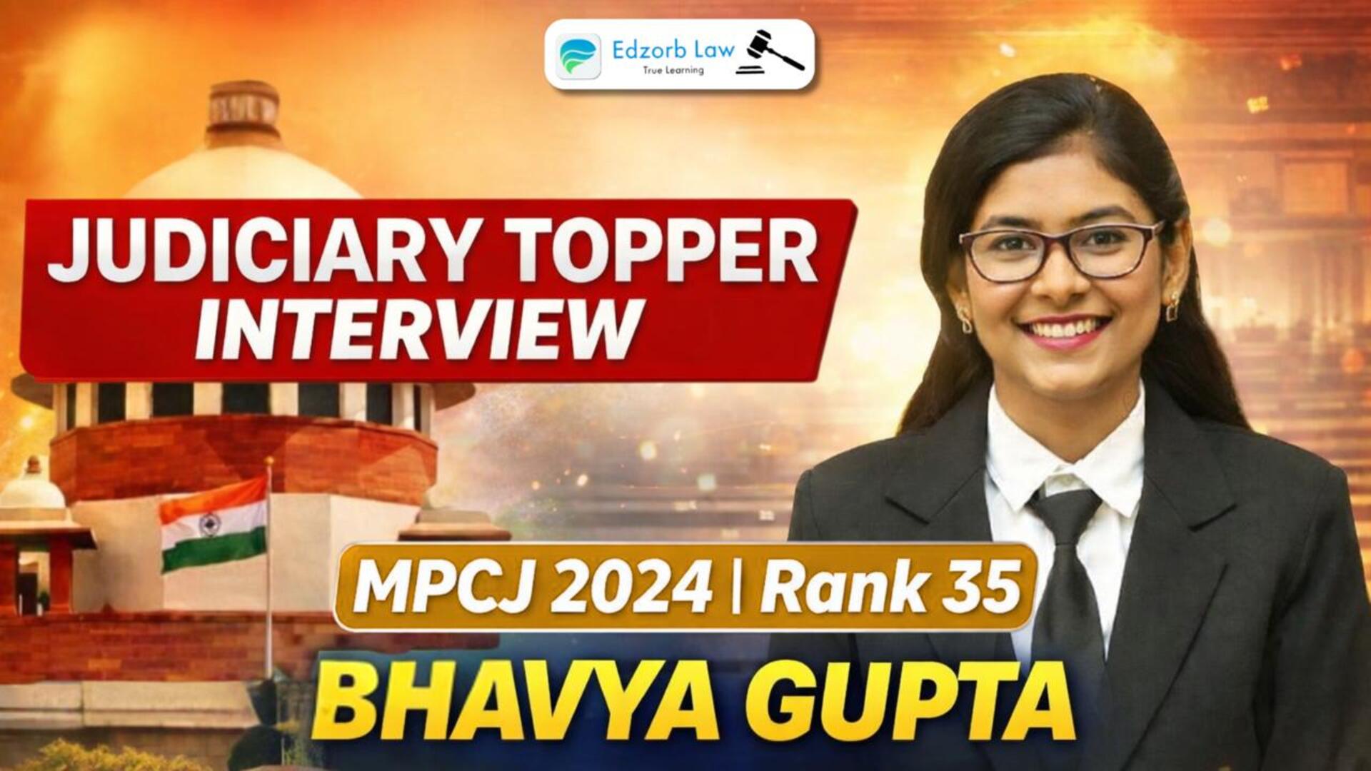 🔥 LIVE NOW: (https://youtu.be/qIe2UFn2hoc) MPCJ 2024 Topper | Struggle to Success Story of Civil Judge | Judge Rishabh Rai | Edzorb Law