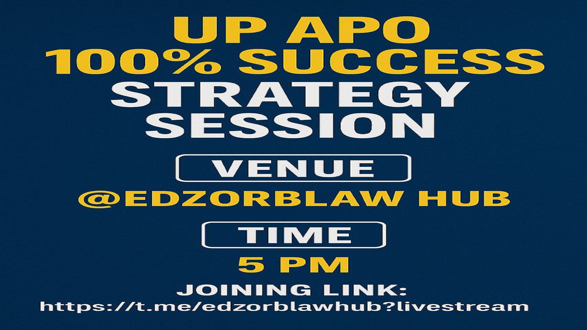 ▶️🎤 LIVE NOW ~ UP APO 100% Success Strategy with @EdzorbLaw