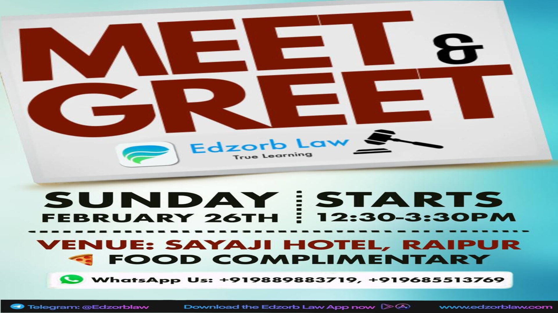🔥🤝 Sayaji Raipur awaits you for a Meet & Greet event with Team Edzorb post CJS Prelims Examination.